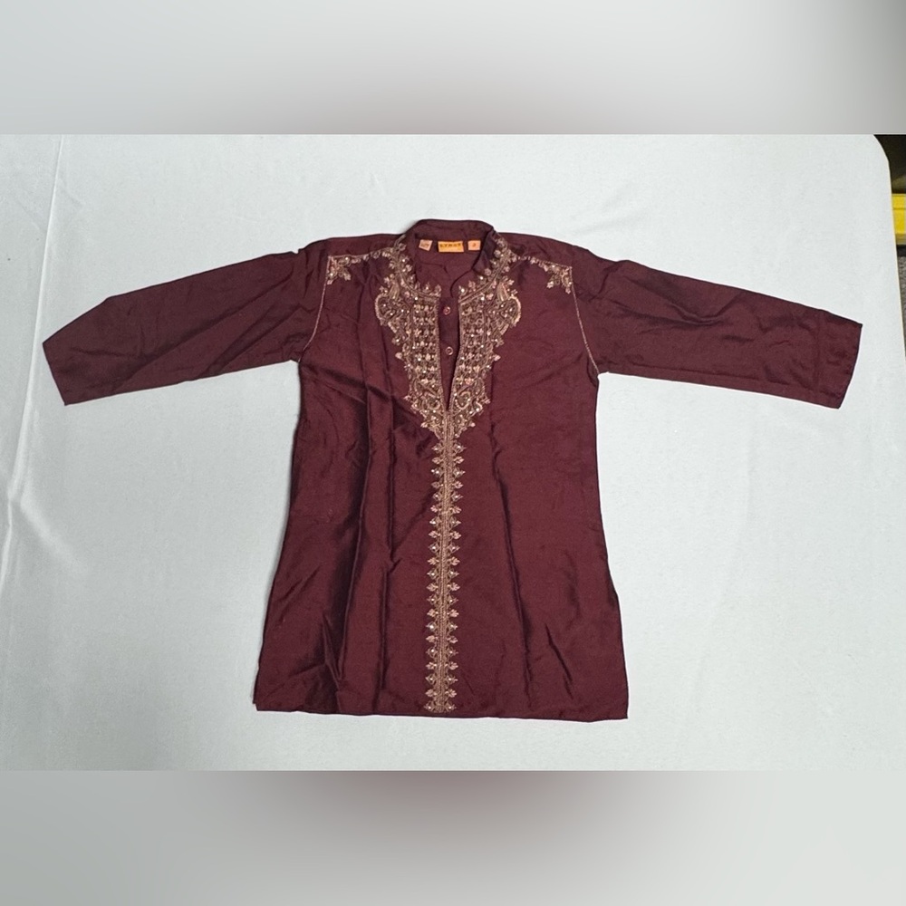 Ethos Junior Boys‎ Maroon Embroidered Kurta Sz 2